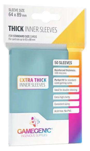 50 Gamegenic Card Sleeves: Clear Thick Inner Sleeves (64X89 )