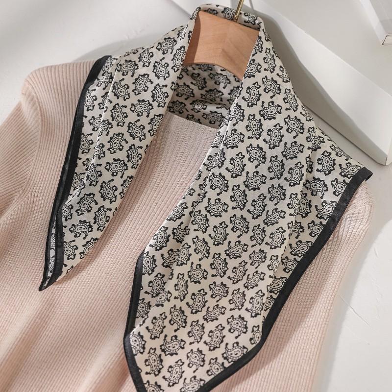 100% Pure Mulberry Silk Square Scarf Women Lightweight Printed Neck Wrap Chic Office Casual Wear
