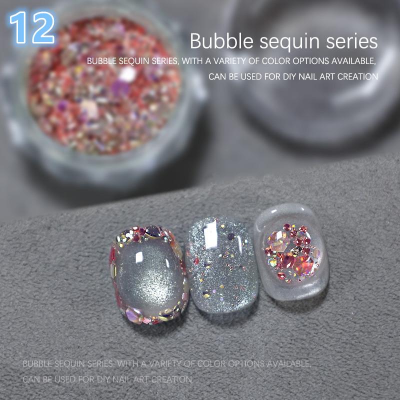 1Jar Bubble Nail Glitter Coarse Fine Mixed Large Irregular Hexagonal Sequins for DIY Jewelry Decoration Nail Art