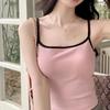 Sweet Girl Contrast Color Camisole Vest For Women Integrated With Chest Pad Slim Fit Classic Versatile Design Inner And Outer Wear Top