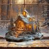 Winter Snow House Acrylic Decoration 2D Flat Nativity Scene Table Sign Christmas Home Office Living Room Bedroom Bookshelf Desktop Ornament