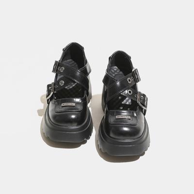 Туфли с толстой подошвой Muffin для увеличения высоты толстых туфель на высоком каблуке. Новые женские туфли Cross Single весна-осень, сто один