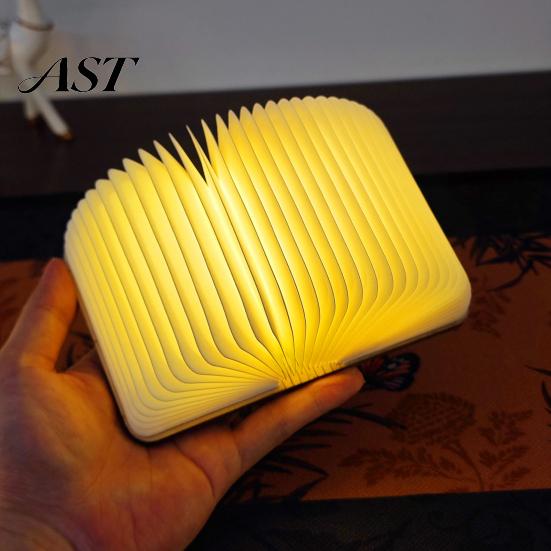 Cordless Reading Lamp Portable LED Book Light, Wooden Magnetic Foldable Night with Stepless Dimming, Gifts for Friends Family USB