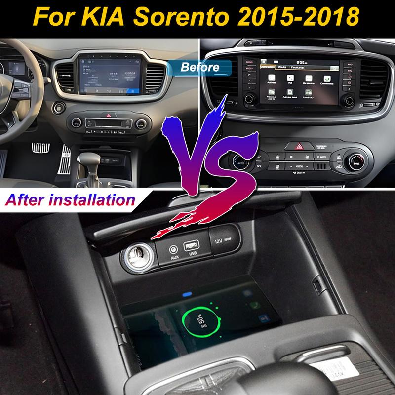 2 DIN для KIA Sorento 2015-2018 Автомобильное беспроводное зарядное устройство для мобильного телефона Консоль Центральная Хранение 18 В Держатель пластины для быстрой зарядки iPhone