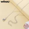 WOSTU 925 Sterling Silver Colorful Butterfly Charm Necklace Spring Jewelry Gift For Cute Insect Chain Necklace Birthday Gift