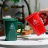 Square Trash Can Ceramic Mug Green Recyclable Bucket Water Cup Fun Creative Exotic Coffee Cup Latte Coffee Cup Cute Coffee Mug