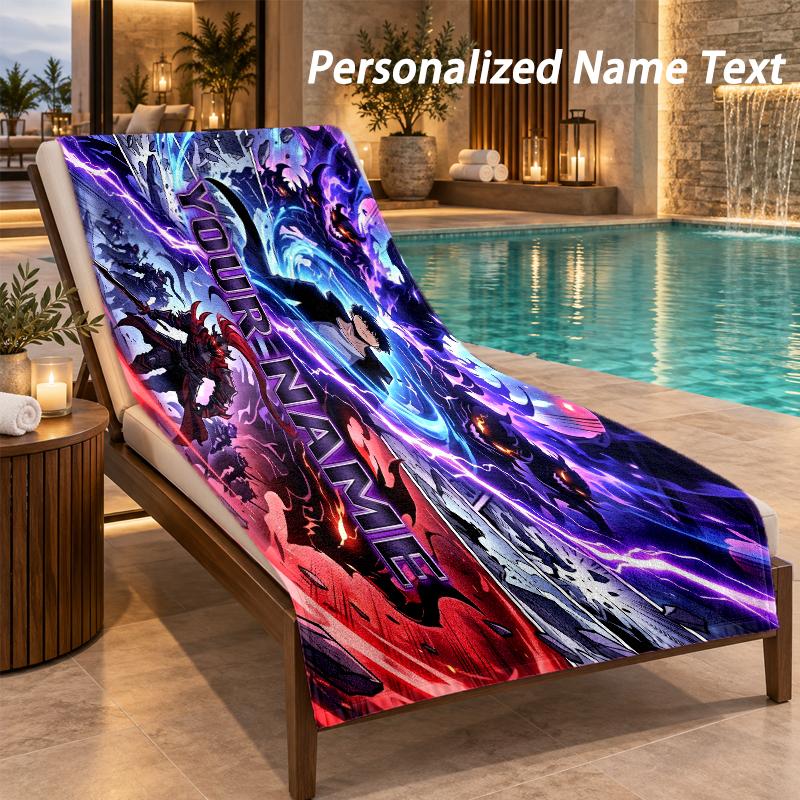 Solo Leveling Custom Name Beach Towel Large Soft Towel for Indoor Bathroom Outdoor Beach