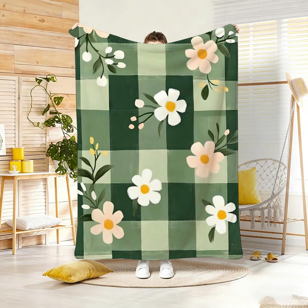Floral natural style botanical Throw Lightweight g Flannel Blanket Soft Skinfriendly for Summer Cooling