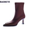 Square Toe Women Ankle Sock Boots High Heels Shoes 2025 Winter New Sexy Stilettos Snow Chelsea Boots Pumps Mujer Zapatos Botas