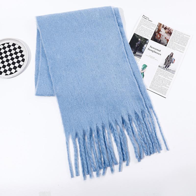 Imitation Cashmere Scarf for Women Winter Warm Thickening New Solid Color Scarf for Men Thick Tassel Woolen Scarf