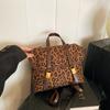 Large Capacity Leopard Print Backpack Women'S High-End Versatile Handbag Retro Casual Shoulder Bag