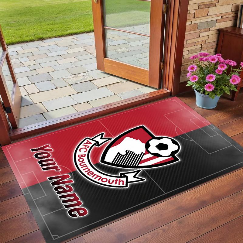 Crystal Velvet Rug Custom Name Text, Soft Non Slip Floor Mat Home DecorBournemouth Football