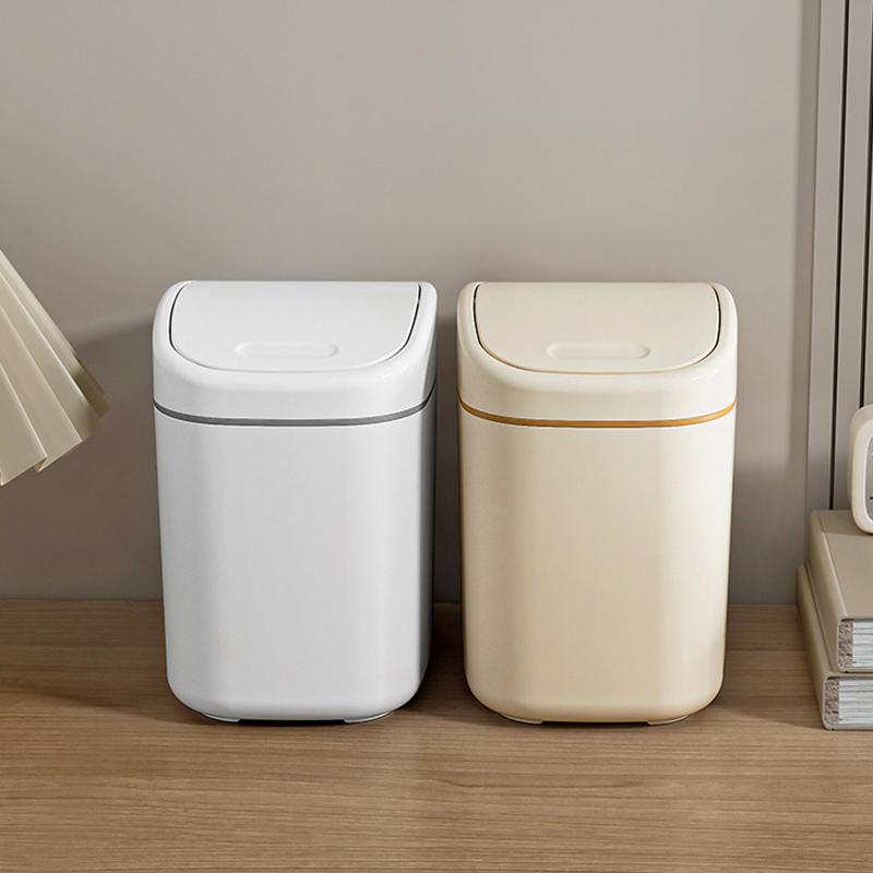 Desktop Trash Can Small Mini Garbage Can Plastic Dustbin With Shake Cover For Home Office Waste Bins Household Cleaning