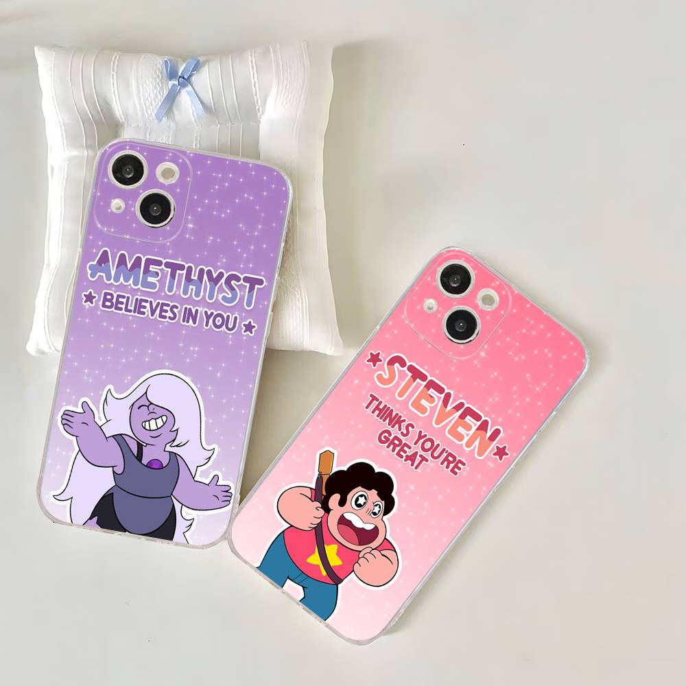 Мультяшный чехол для телефона Steven Universe для iPhone 17 16 15 14 13 12 11 Pro Max Plus Мягкий чехол Персонализированный Сделай сам