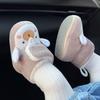 Зимние бархатные утепленные хлопковые пинетки для новорожденных на шнурке - Нескользящие, Милые детские ботиночки для 6-12 месяцев