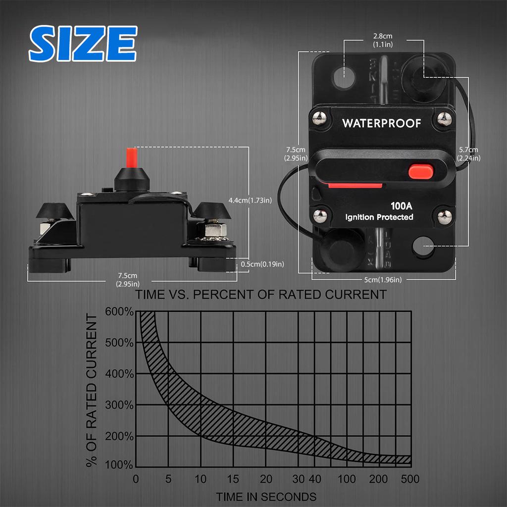 Автоматический выключатель для автодома, яхты, IP67, водонепроницаемый, 12 В-48 В, встроенный предохранитель, инвертор, 30 А-300 А, безопасный держатель предохранителя, устройство защиты цепи