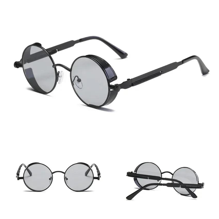 Круглые Металлические Панк Солнцезащитные Очки Стимпанк Мужские Женские Модные Светоотражающие Очки Дизайнерские Брендовые Ретро Винтажные Солнцезащитные Очки Уф400