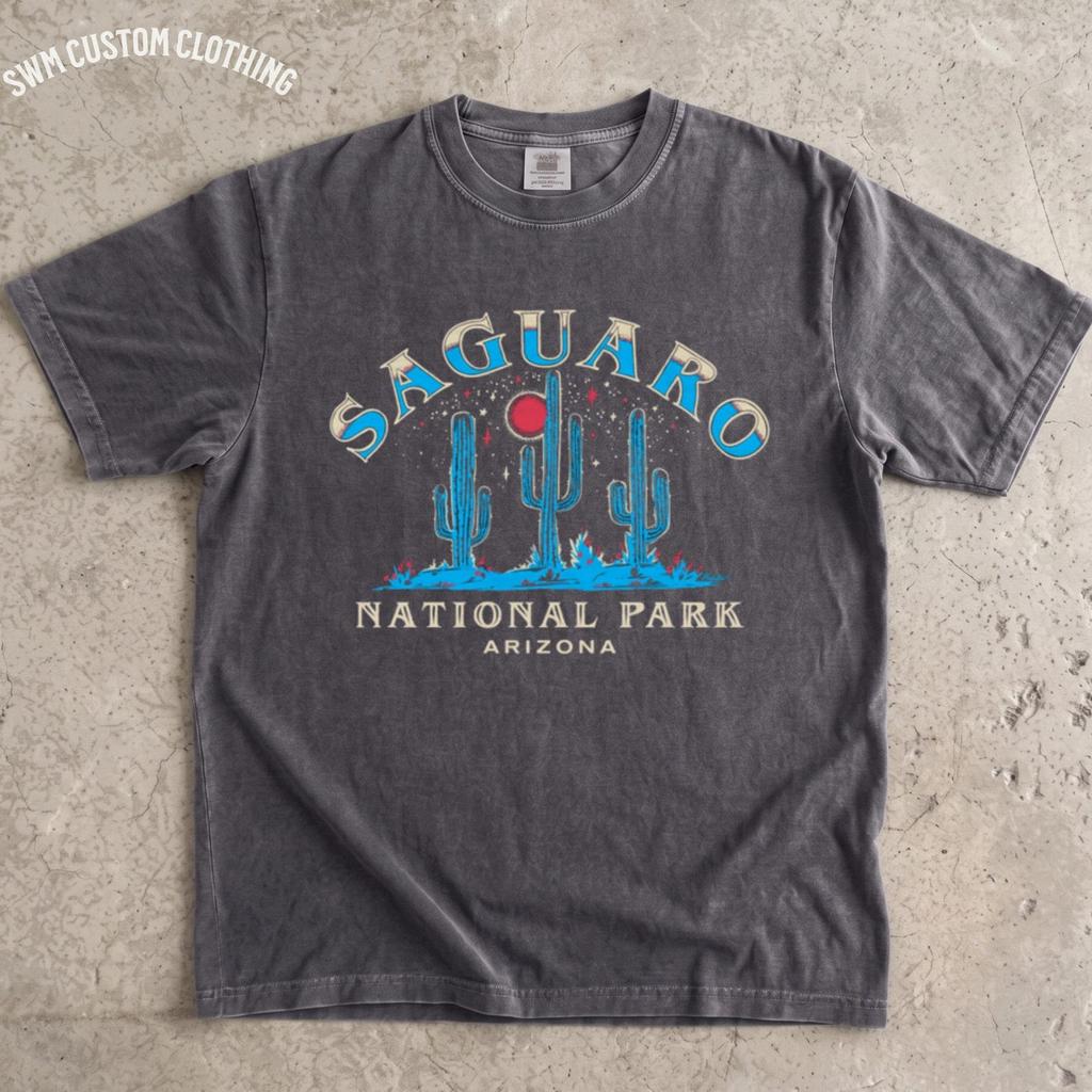 Vintage Saguaro National Park Shirt, Retro Arizona Desert Cactus Tee, Western Boho Travel Apparel, Wanderlust Hiker Gift, 70s Camper Top