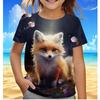 Children's and girls' clothing 3D printed fashionable cute animal round neck T-shirt Kawaii girls summer fashion short sleeved top girls' T-shirt