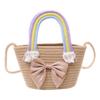 Trendy Woven Straw Bucket Bag With Bow Fashionable Casual Handbag For Women 2023