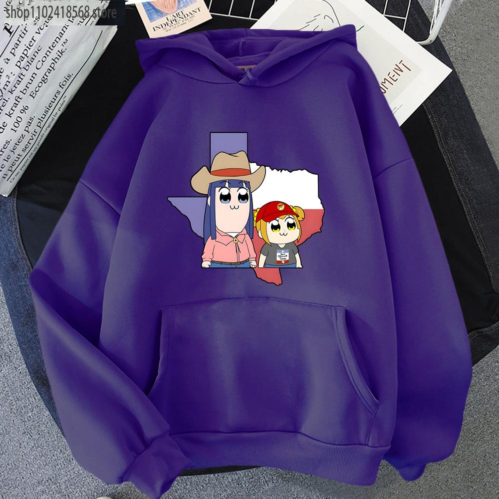 Cartoon Print Pop Team Epic Hoodie Pipimi and Popuko Graphic Sweatshirt Hip Hop Pullover Female Streetwear Harajuku Unisex Hoody