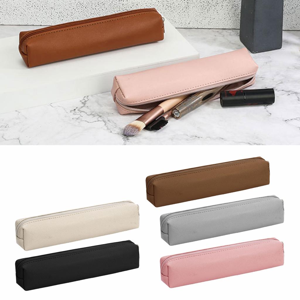 Small Pencil Case Portable Pen Holder Box Leather Pencil Bag Pen Pouches Travel Makeup Bag For School Office Travel