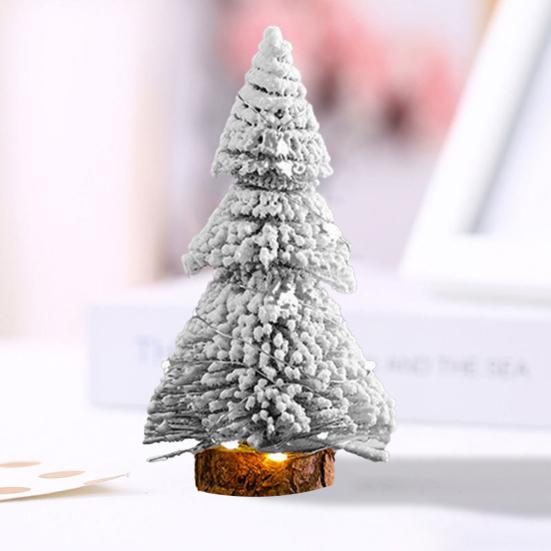 Настольная миниатюрная снежная сосна с деревянной основой, имитация сосновой иглы, мини-орнамент для рождественской елки, реквизит для фотосъемки, зимний праздник для дома