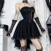 AltGoth Элегантное готическое платье Fairycore для женщин, винтажное эстетическое темное панк-кружевное лоскутное платье с высокой талией, бандажное корсетное платье для женщин