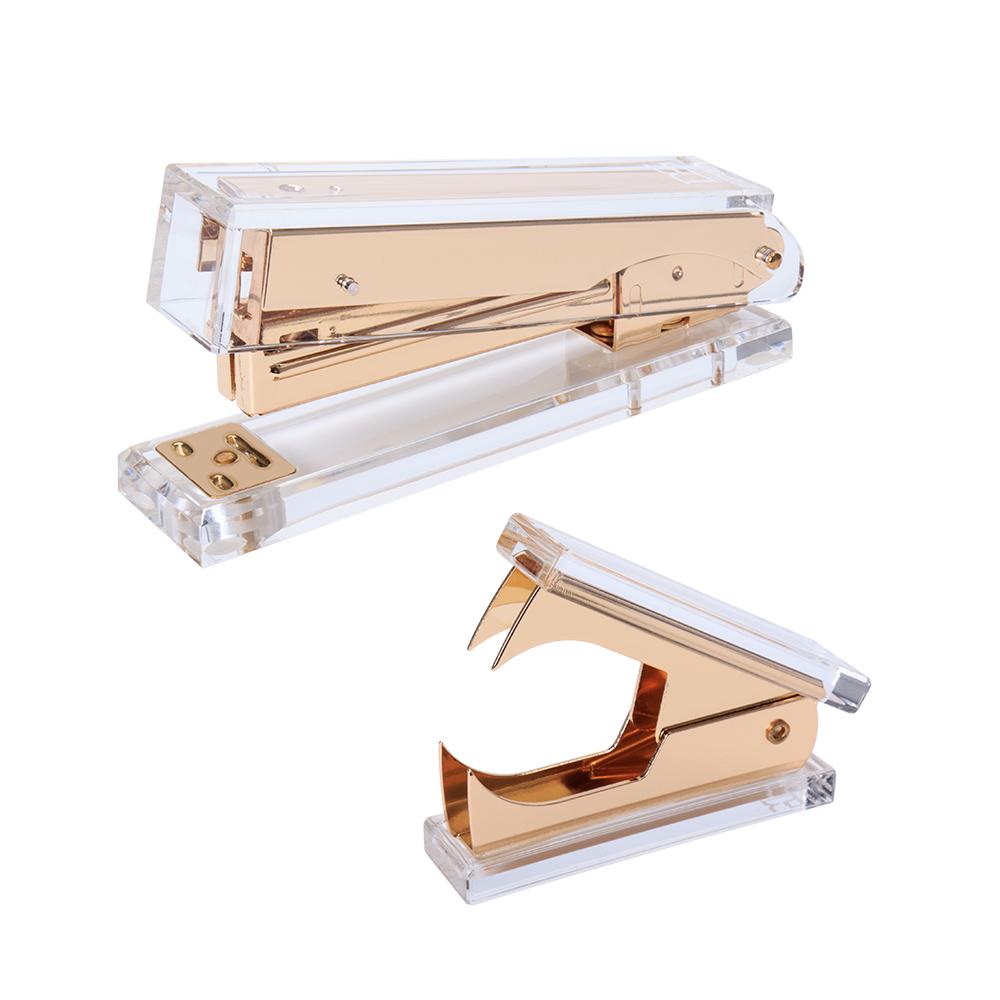 Transparent Acrylic 3-in-1 Set: Stapler + Staple Remover + Scissors Portable Office Desk Organizer Home School Supplies