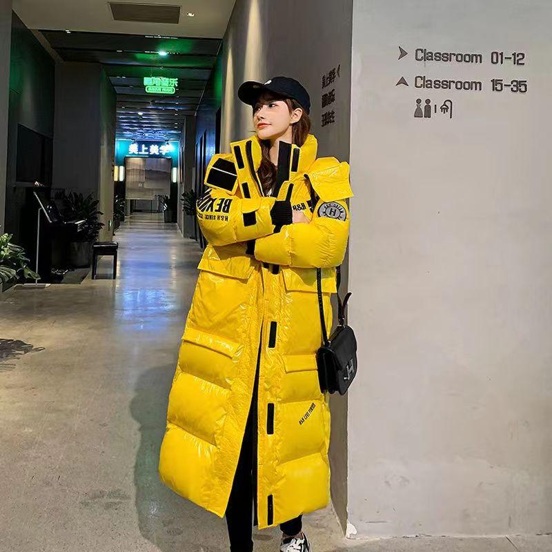 Women's Winter Knee-length Glossy Jacket Medium-length Thickened Letters Bread Clothes