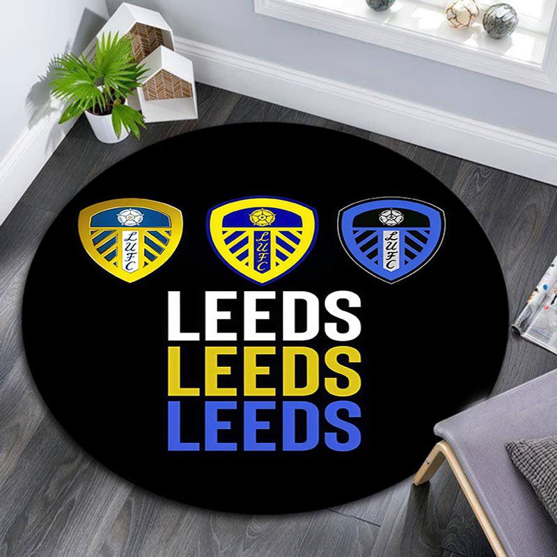 Leeds United logo pattern round rug,Carpet Rug for Living Room Bedroom Playroom ,Non-slip Floor Mat,Holiday Gifts and Birthday Gifts.