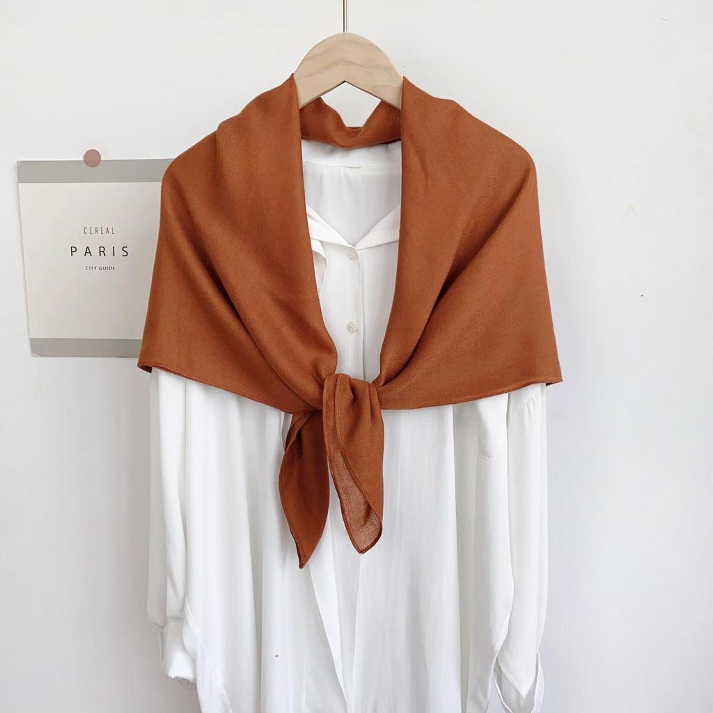 Ethnic Style Solid Color Silk and Cotton-Linen Scarf for Women - Versatile Summer Shawl for Air-Conditioned Rooms