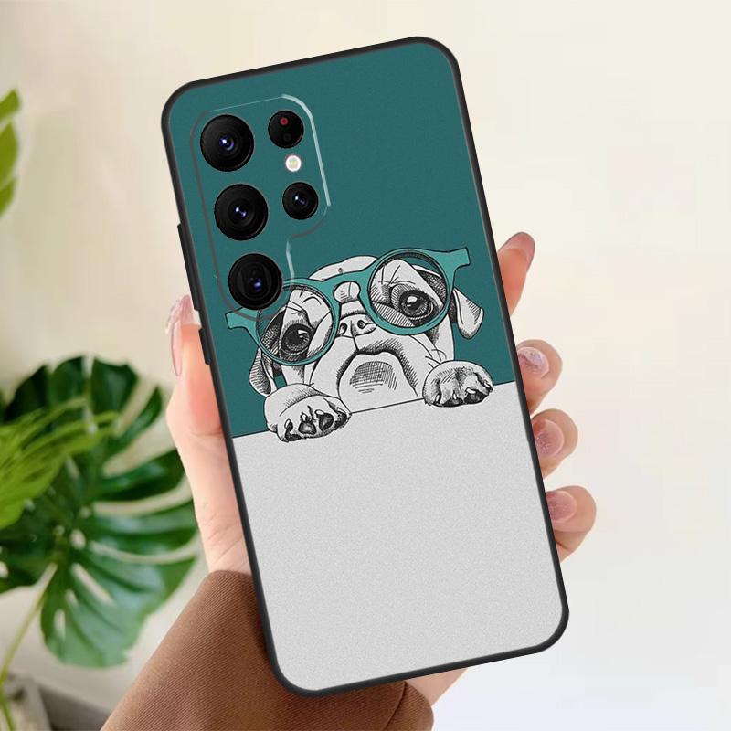 Милый пес мопс Мягкий чехол для Samsung Galaxy S25 S24 S23 S22 S21 Ultra S9 S10 Plus S23 FE S24 FE Чехол для телефона