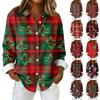 Women's Shirt Blouse Christmas Print Button Long Sleeve Casual Basic Shirt Collar Regular Top