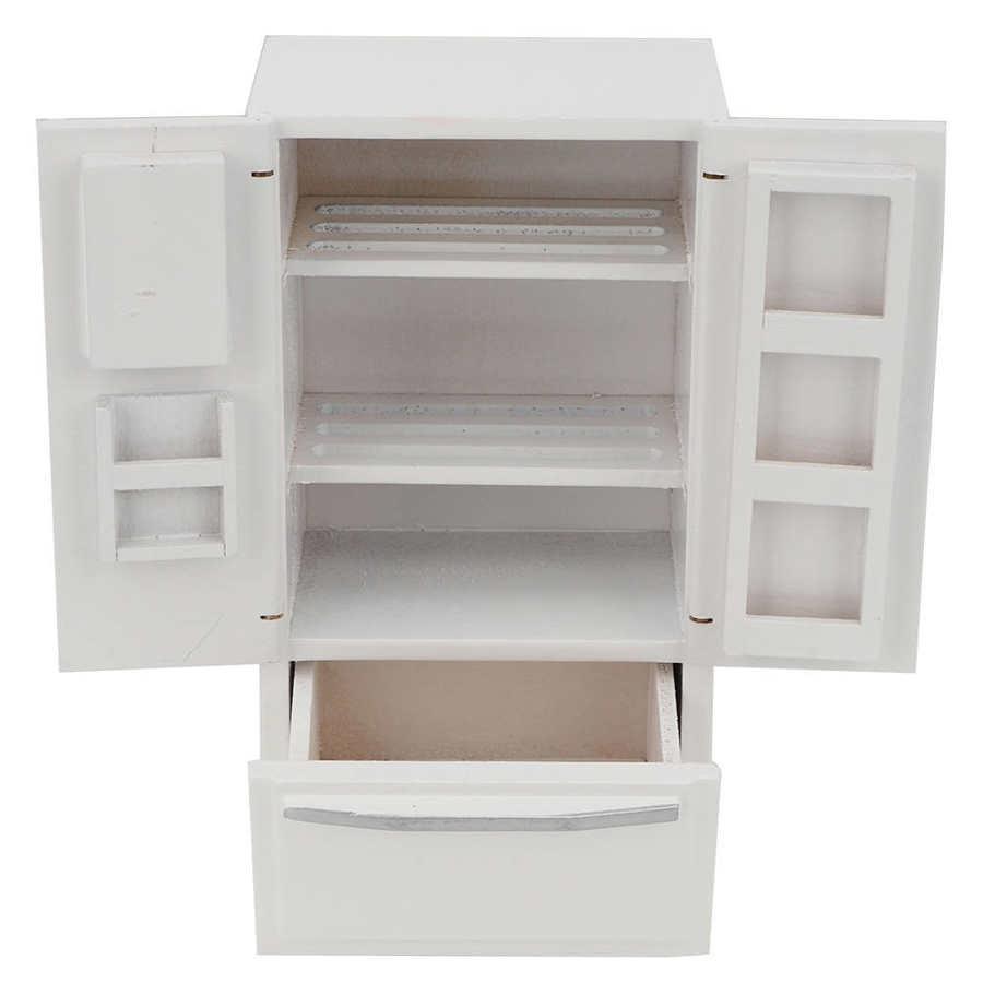 1/12 кукольный домик миниатюрная кухня белый деревянный холодильник морозильник для кукол спальня гостиная аксессуары детские игрушки