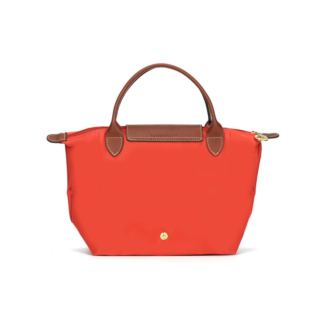Longchamp Le Pliage Original Gold Button Printed Logo Recycled Canvas Dumpling Handbag Small Women Handbags Tomato-Red 1621089P94