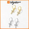 Xiaomi Skyrim Stainless Steel Cross Drop Earrings for Women Cubic Zirconia Huggie Hoop Earring Gold Color Punk Hip Hop Ear Jewelry Gift
