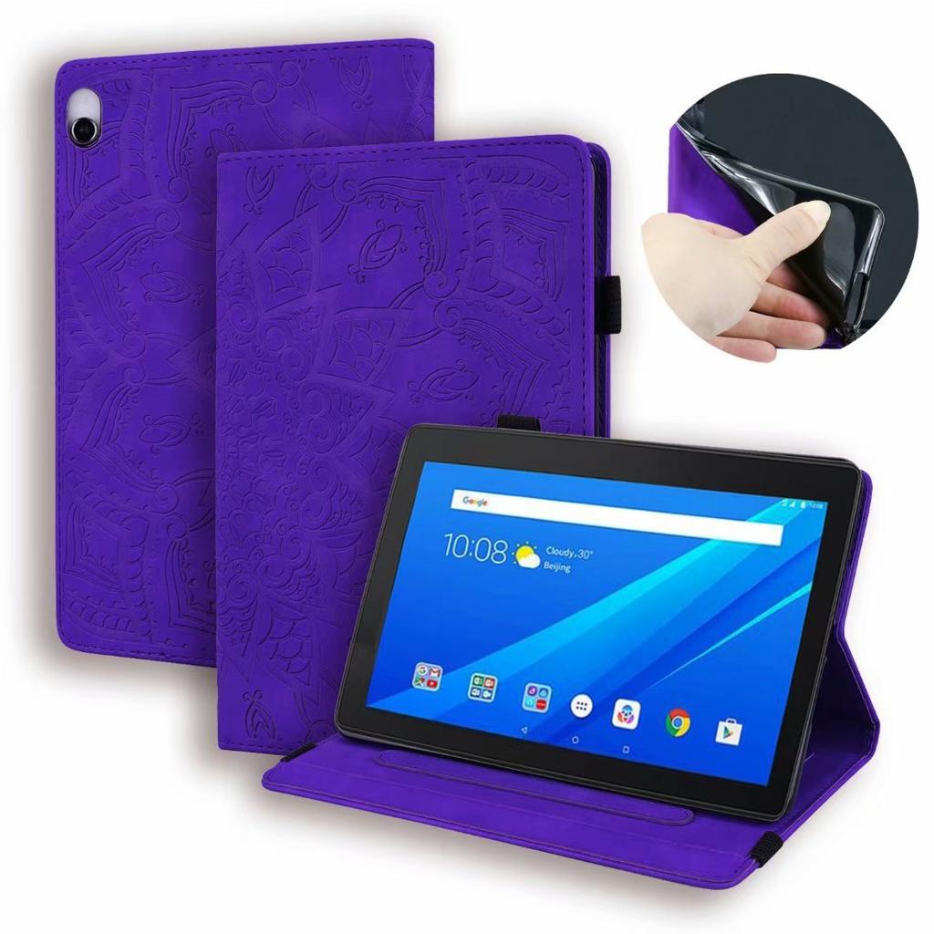 Подходит для планшета Lenovo Tab 10,1 дюйма 2026 года, кожаный чехол-книжка с держателем для карт, тиснение под кожу, M10 3-го поколения