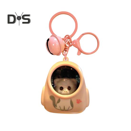 Брелок-фонарик с изображением мультяшного кота, работающий на батарейках, небольшой карманный универсальный светодиодный мини-фонарик-брелок