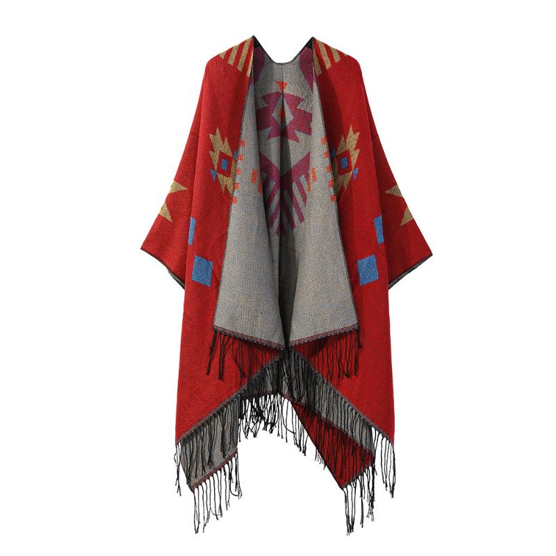Ethnic Style Shawl Summer Outer Wear Women's Large Shawl Cape Cloak High-end Knitted Scarf