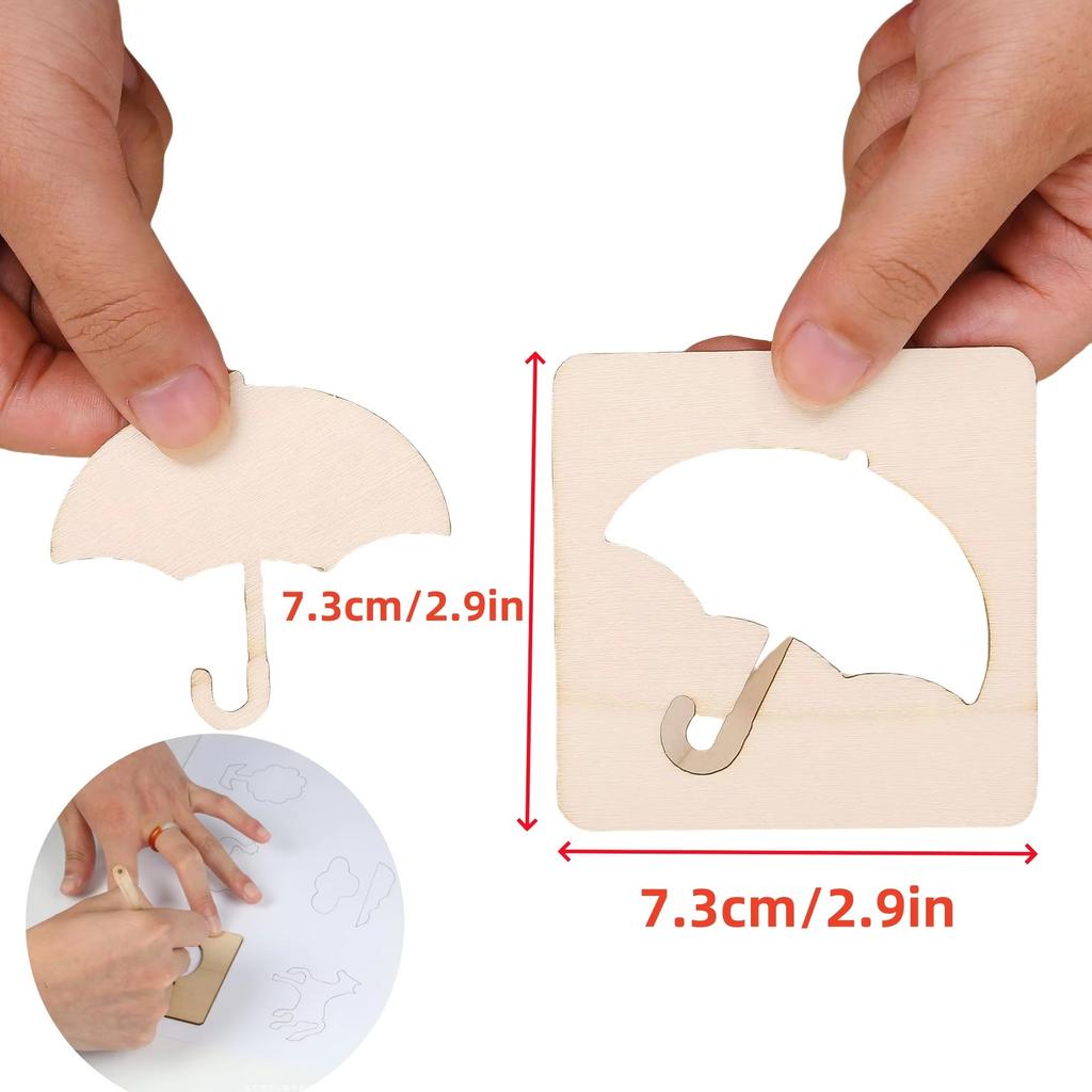 20 шт. Деревянные Монтессори Трафареты для Рисования Детские DIY Творческое Обучение Образовательное Хобби Семейное Интерактивное Искусство Раскраска Подарок Игрушка