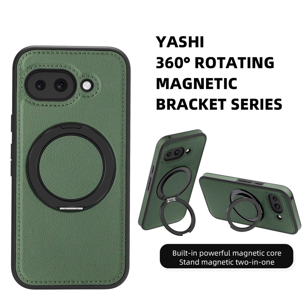 Чехол для Google Pixel 9a с кольцом-подставкой, магнитный чехол, задняя крышка из ПУ-кожи