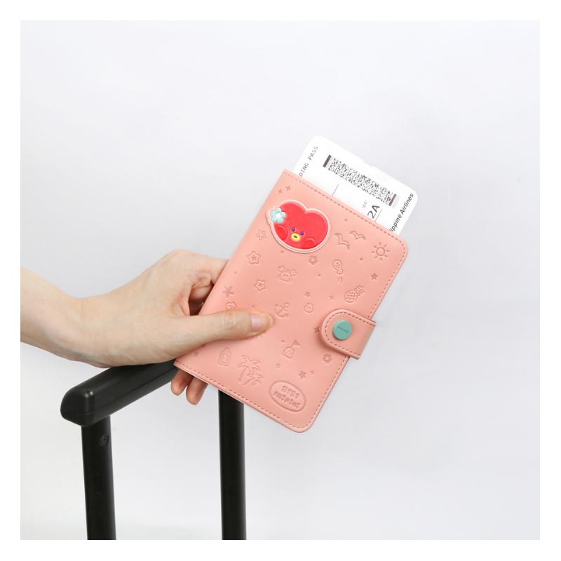 BT21 Официальная кожаная нашивка minini ОБЛОЖКА ДЛЯ ПАСПОРТА VACANCE