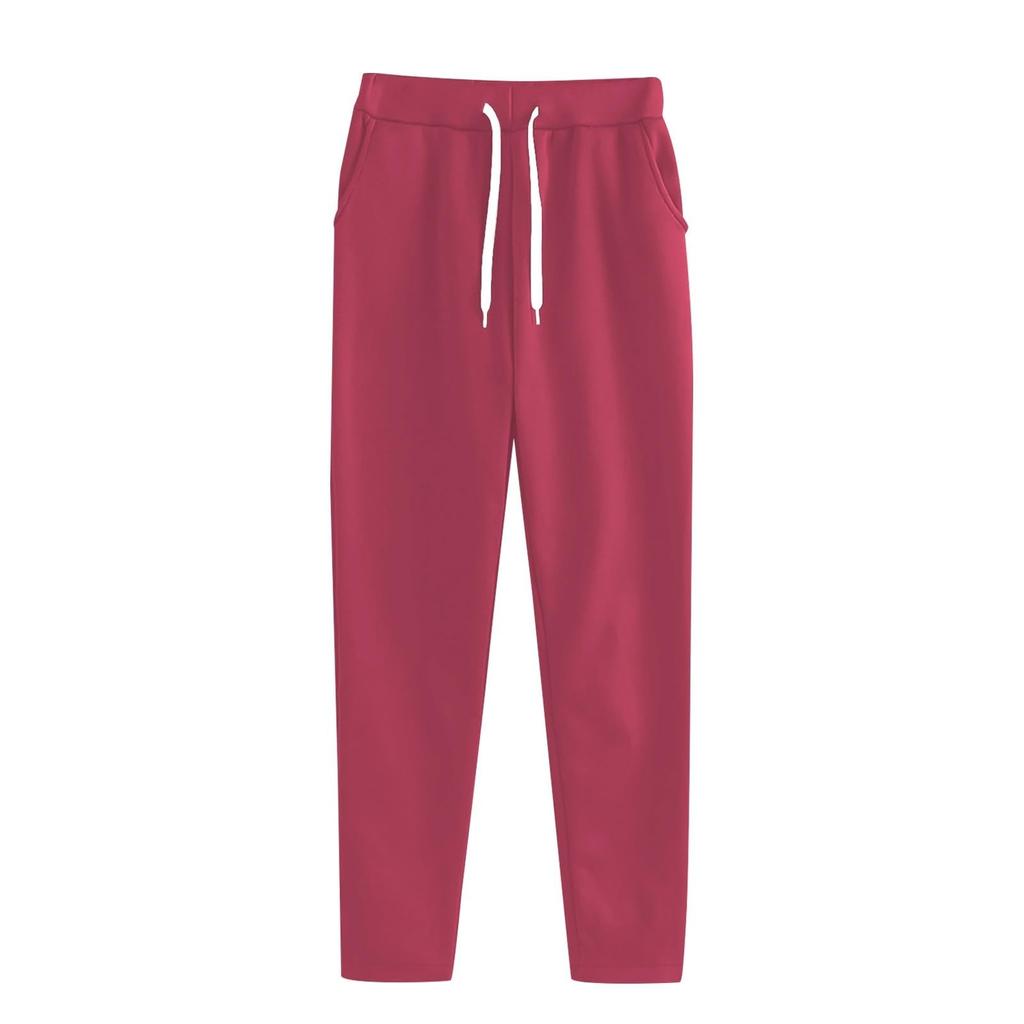 Women's Casual Solid Color Elastic Waistband Drawstring Pocket Sweatpants