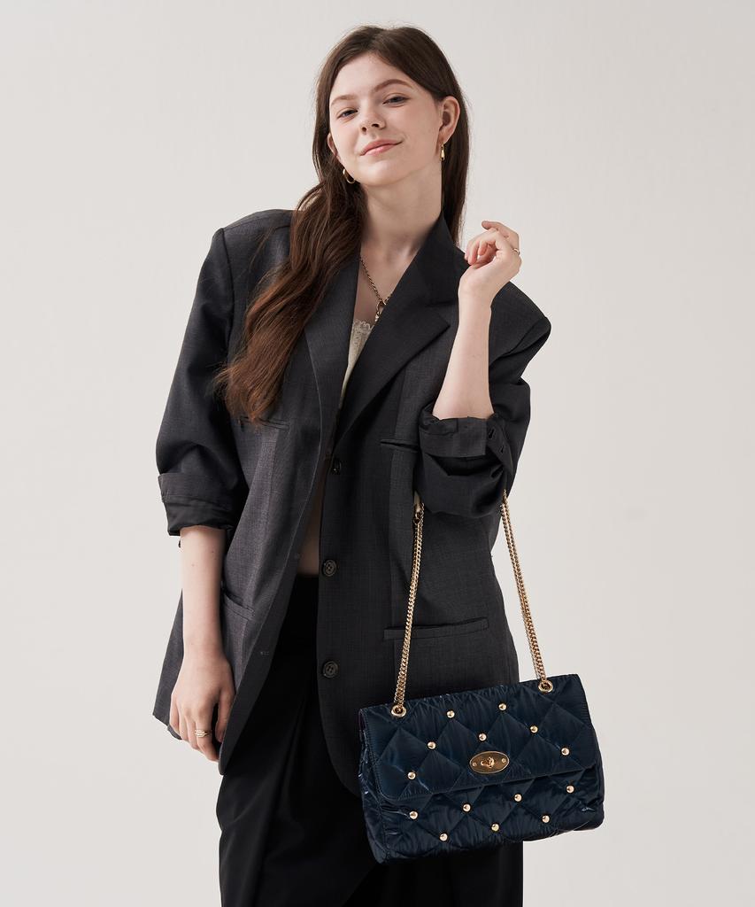 Jina In Ny Ladylike Chain Shoulder Bag [Navy Quilting]