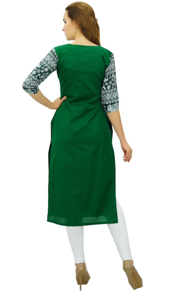 Phagun Женская хлопковая дизайнерская черная туника Kurta Ethnic с рукавами 3-4 Kurta-10