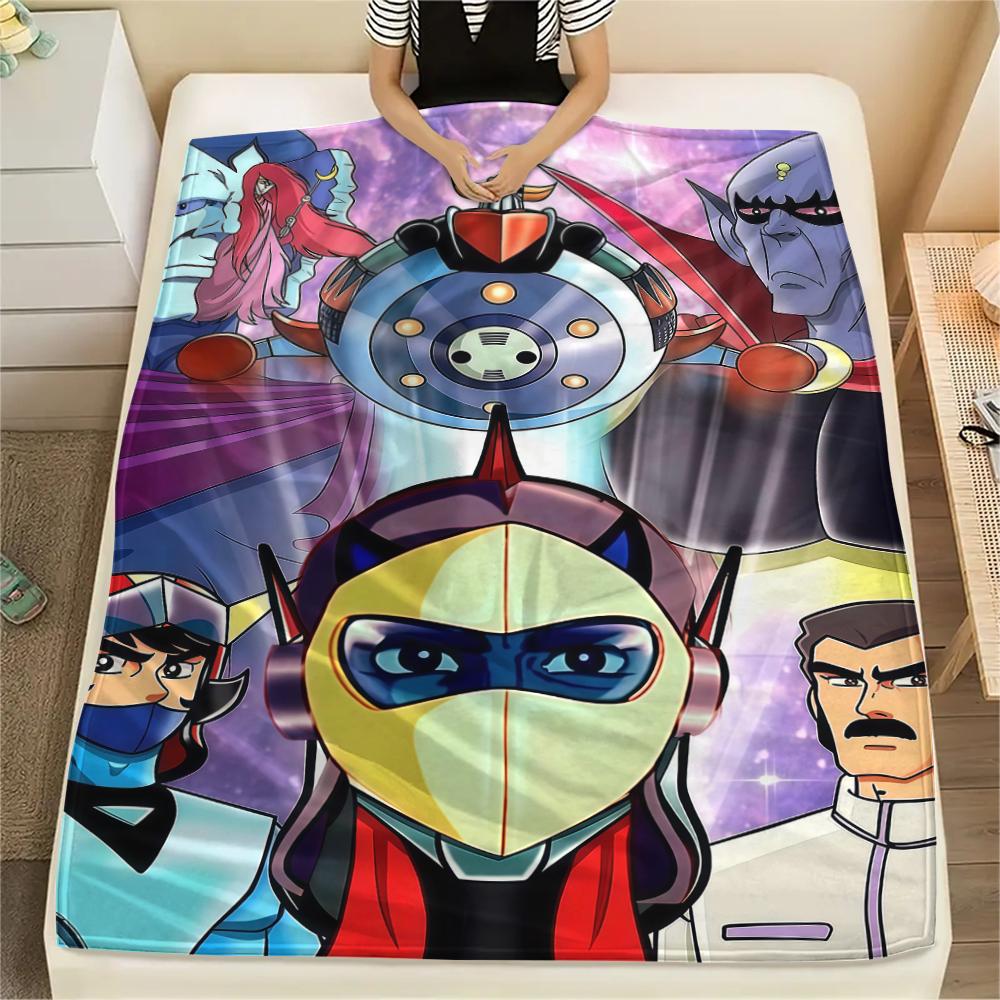 1PC Grendizer Goldorak Print Flannel Blanket, High quality Comfortable for All Seasons, Home Decor, Warmth and Comfort, Perfect for Christmas Gifts