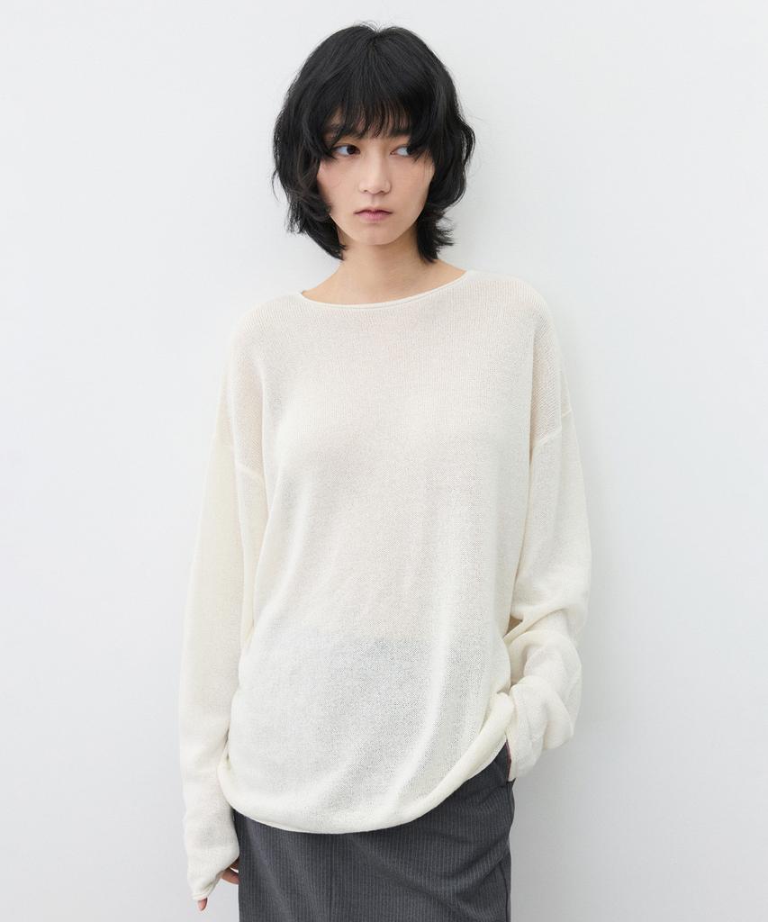 SUARE WOMEN Paper Cotton Oversized Sleeve Knit Ivory