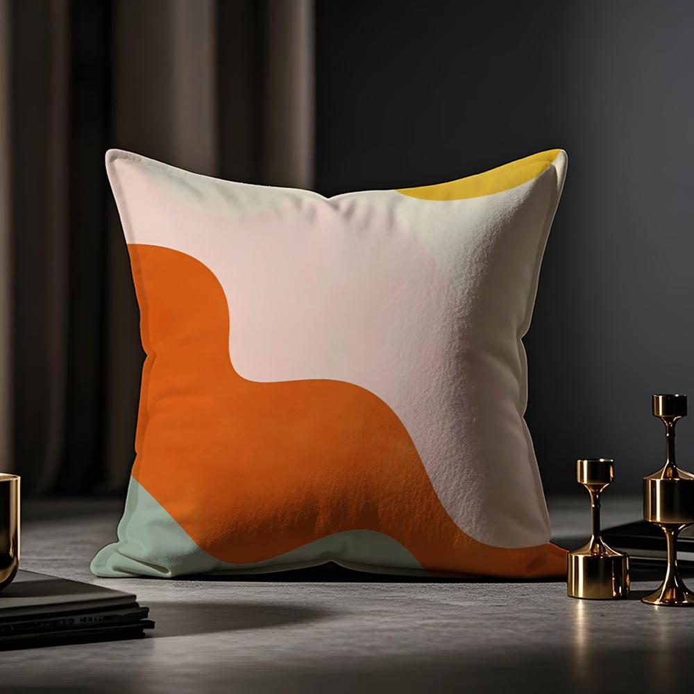 Morandi Geometric Abstraction Pillow Case Antidustmite Pillowcase Invisible Zipper Silky Short Plush Sofa Cushion Cover
