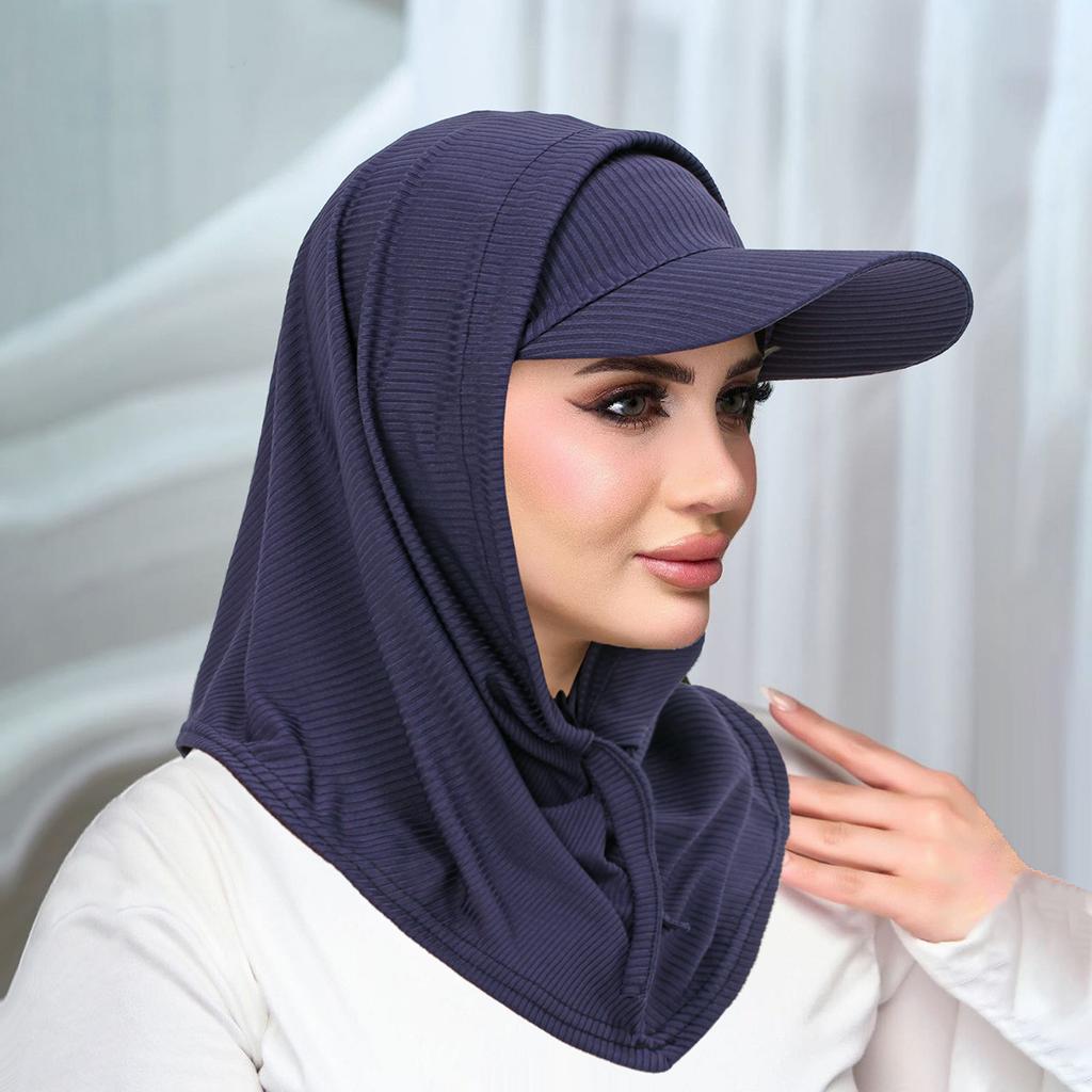 Islamic Hijab Baseball Cap for Woman Abayas Jersey Scarf Neck Cover Muslim Women Turban Instant Head Wrap Solid Color Hat